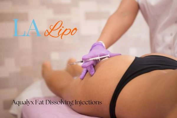 Woman having fat dissolving injections Lancashire on thighs