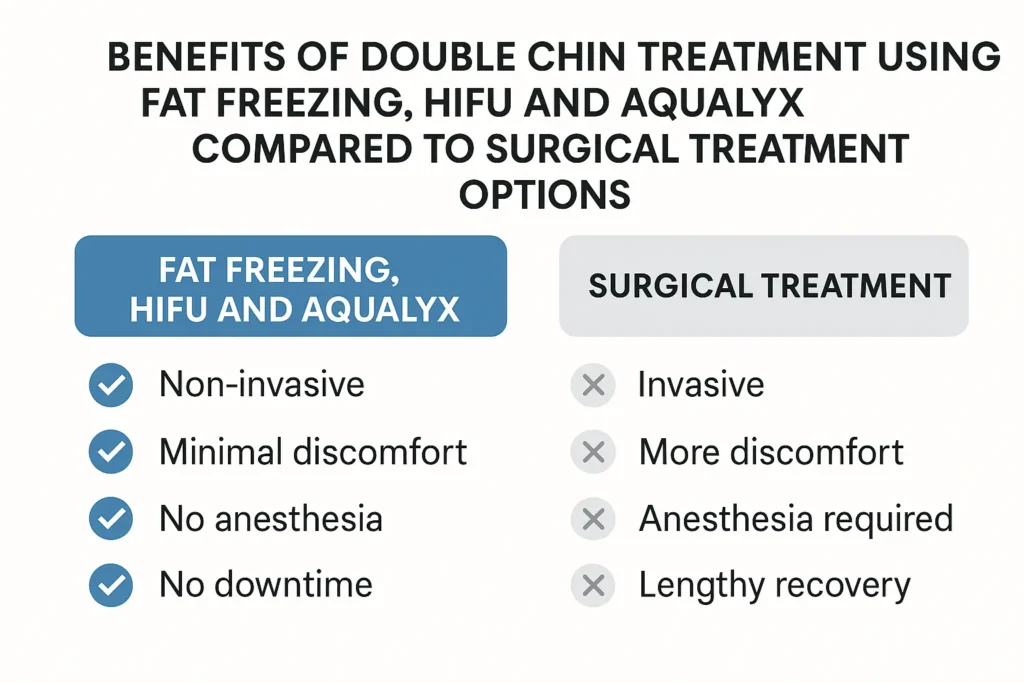 Graphic about the benefits of double chin treatment Lancashire - from LA LIPO