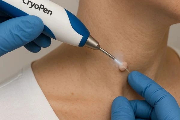 Person receiving Cryotherapy skin tag removal Lancashire