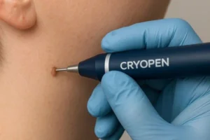 Person receiving skin tag removal Lancashire